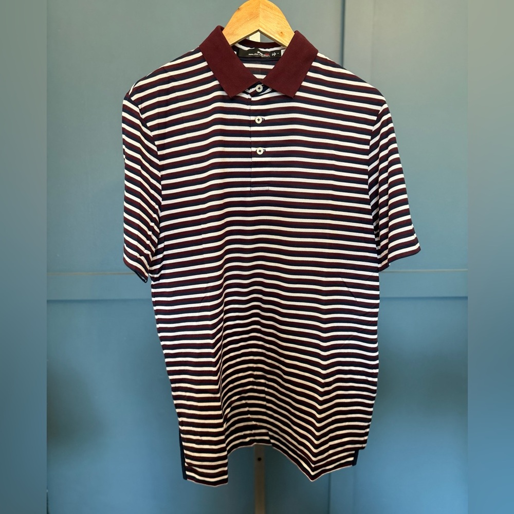 RLX Burgundy/Navy/White Lightweight Pique Polo